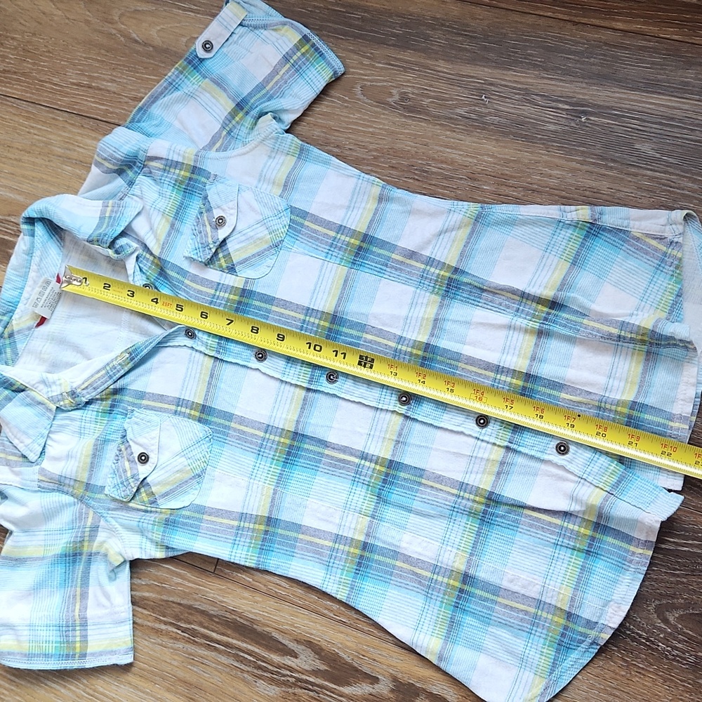 Unionbay Blue Yellow White Plaid Button Down Shirt small - Picture 12 of 15